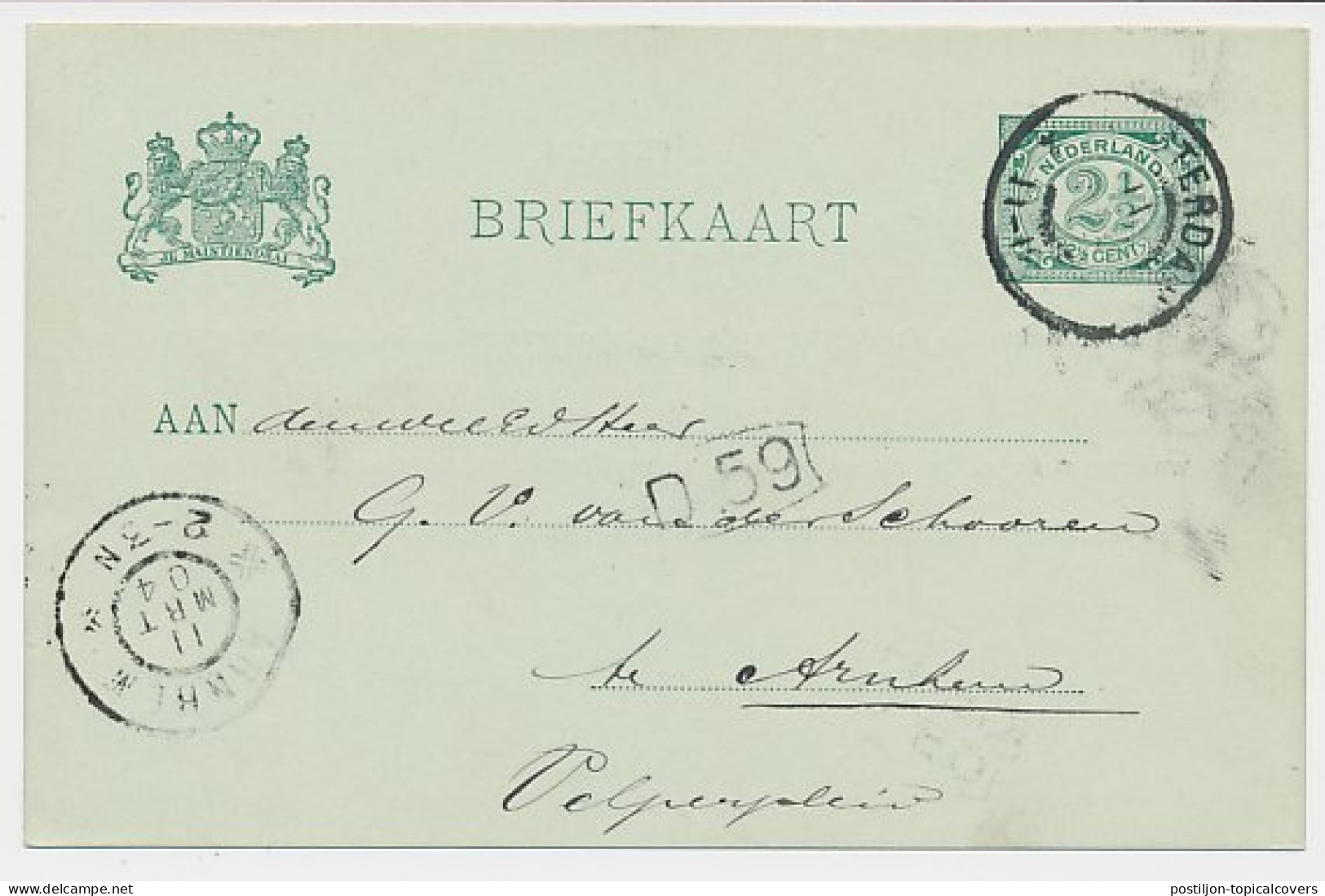 Briefkaart G. 55 Particulier Bedrukt Amsterdam 1904 - Postal Stationery