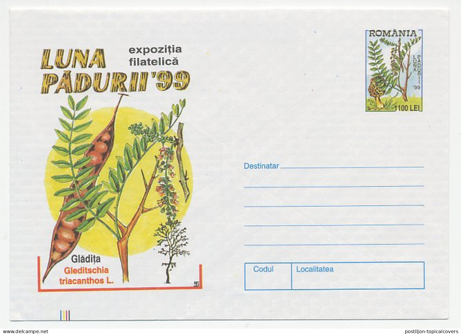 Postal Stationery Rumania 1999 Tree - Leaf - Bomen