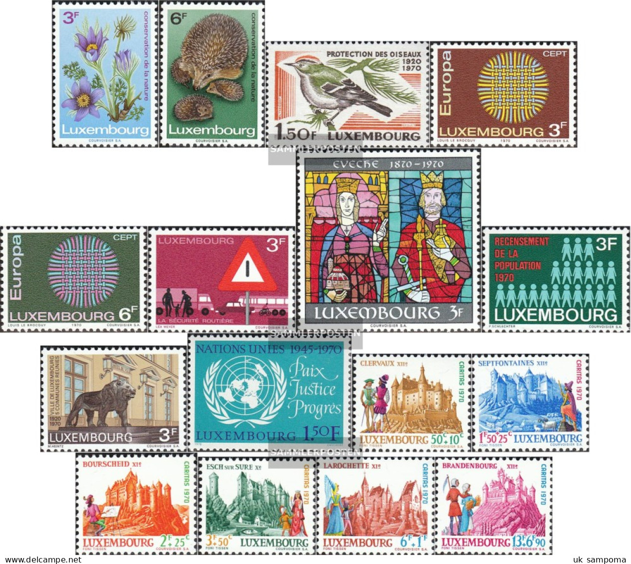 Luxembourg 804-819 (complete Issue) Volume 1970 Completeett Unmounted Mint / Never Hinged 1970 Birds, Europe, Fortresses - Neufs