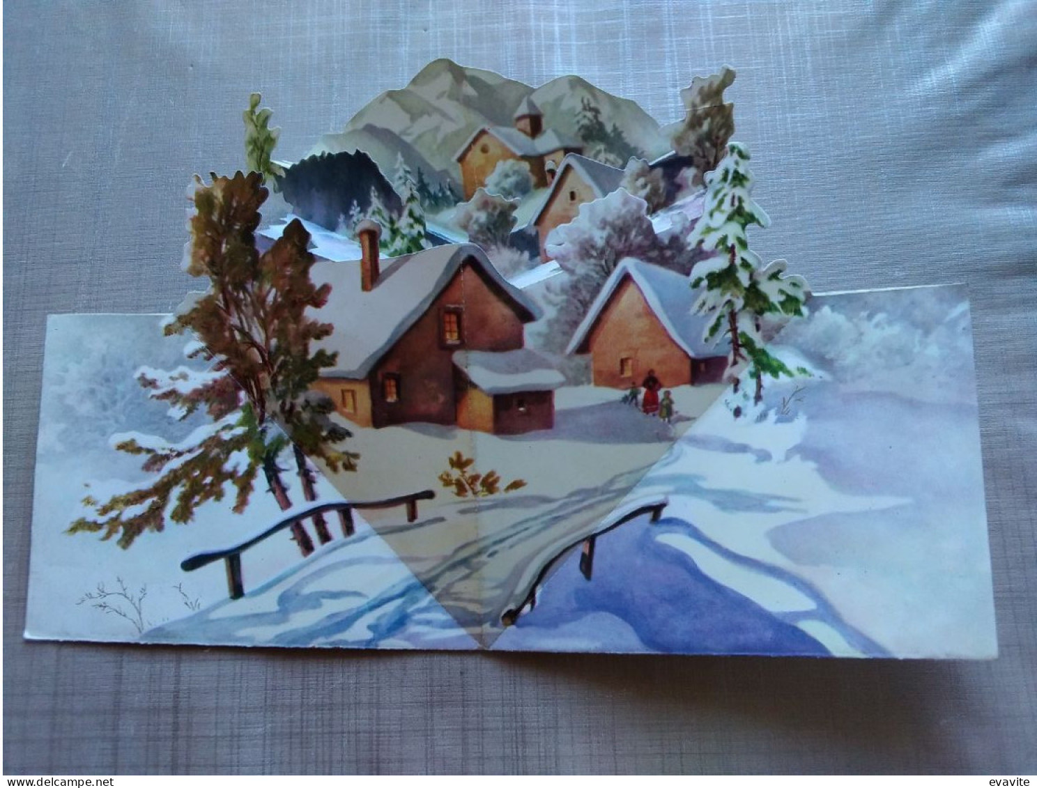 Carte à Système Pop-up Articulée  Diorama -  BONNE ANNEE    Paysage D'Hiver - Nouvel An