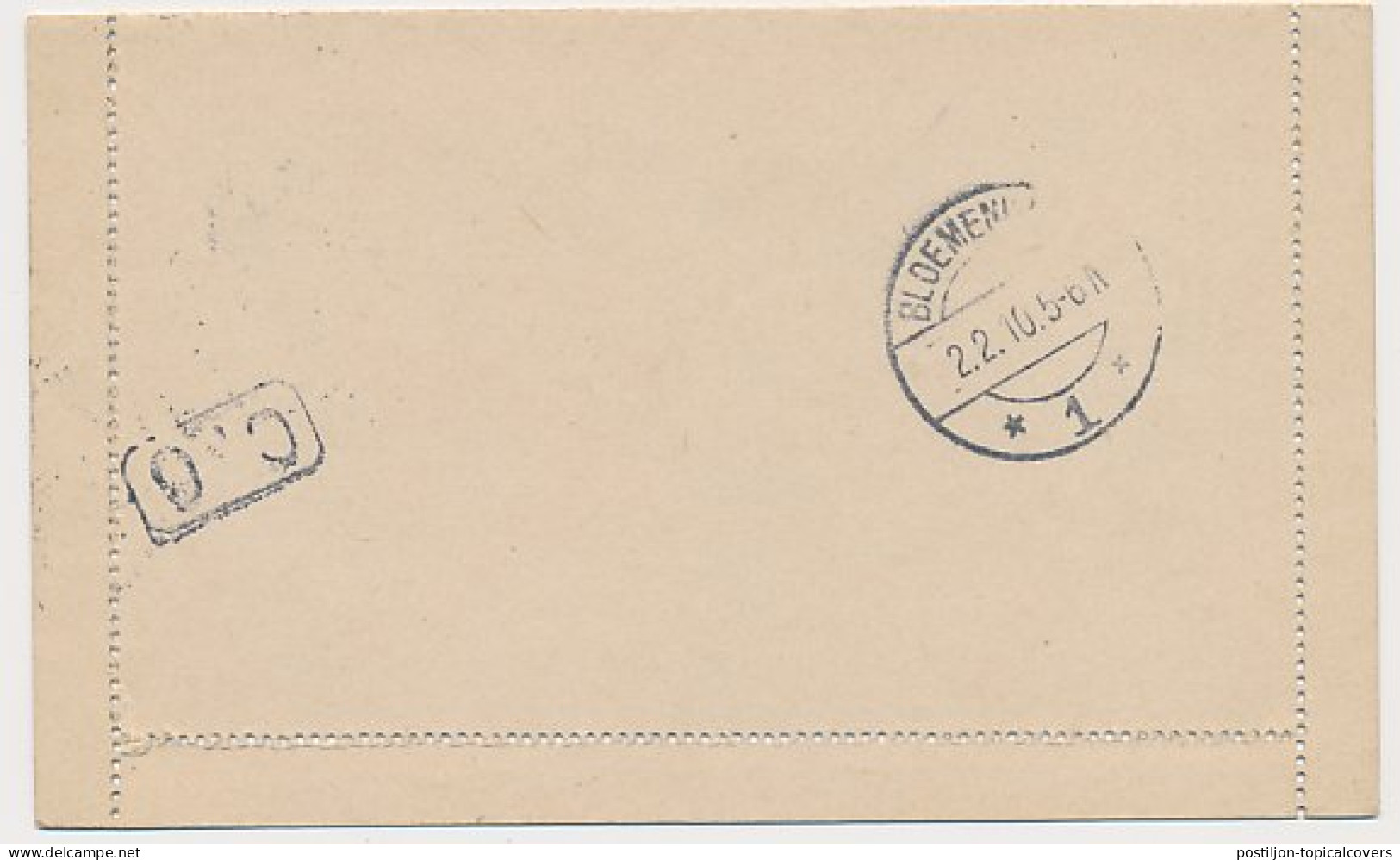 Postblad G. 13 Haarlem - Bloemendaal 1910 - Postal Stationery