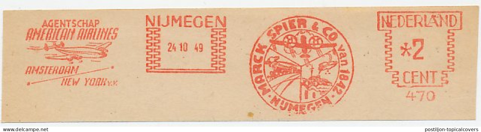 Meter Cut Netherlands 1949 Agency American Airlines - Amsterdam - New York - Airplane - Vliegtuigen