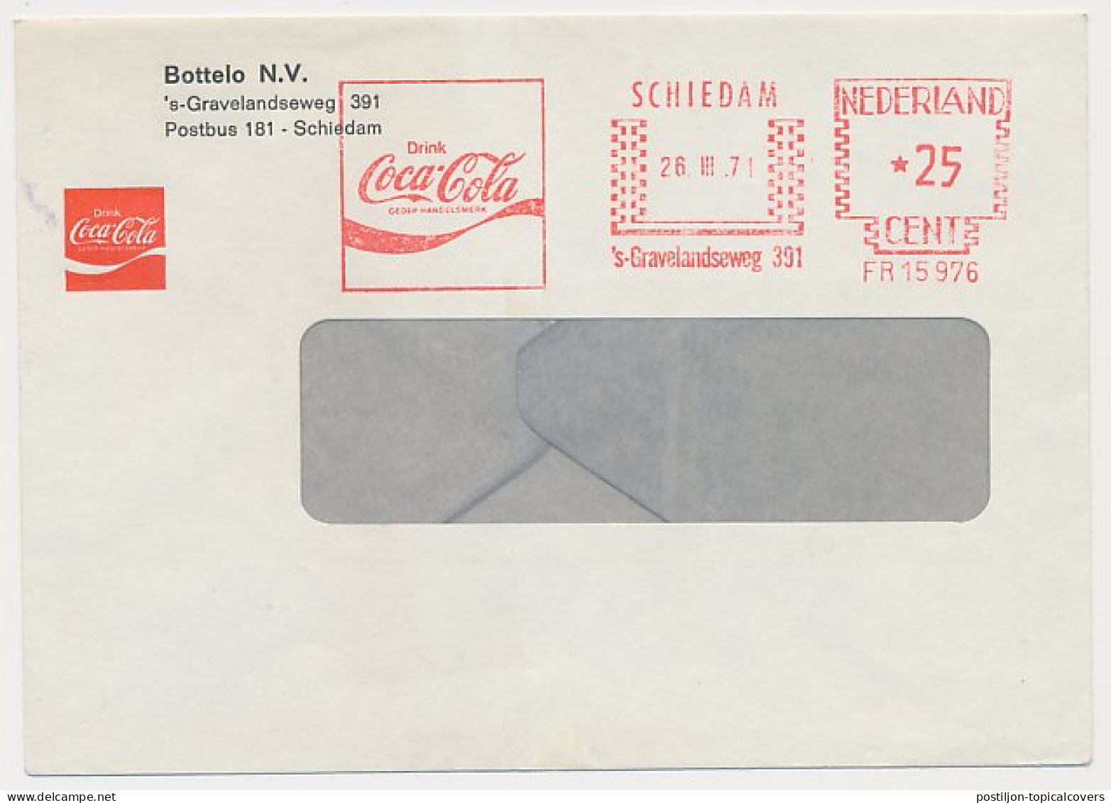 Meter Cover Netherlands 1971 Coca Cola - Schiedam - Andere & Zonder Classificatie
