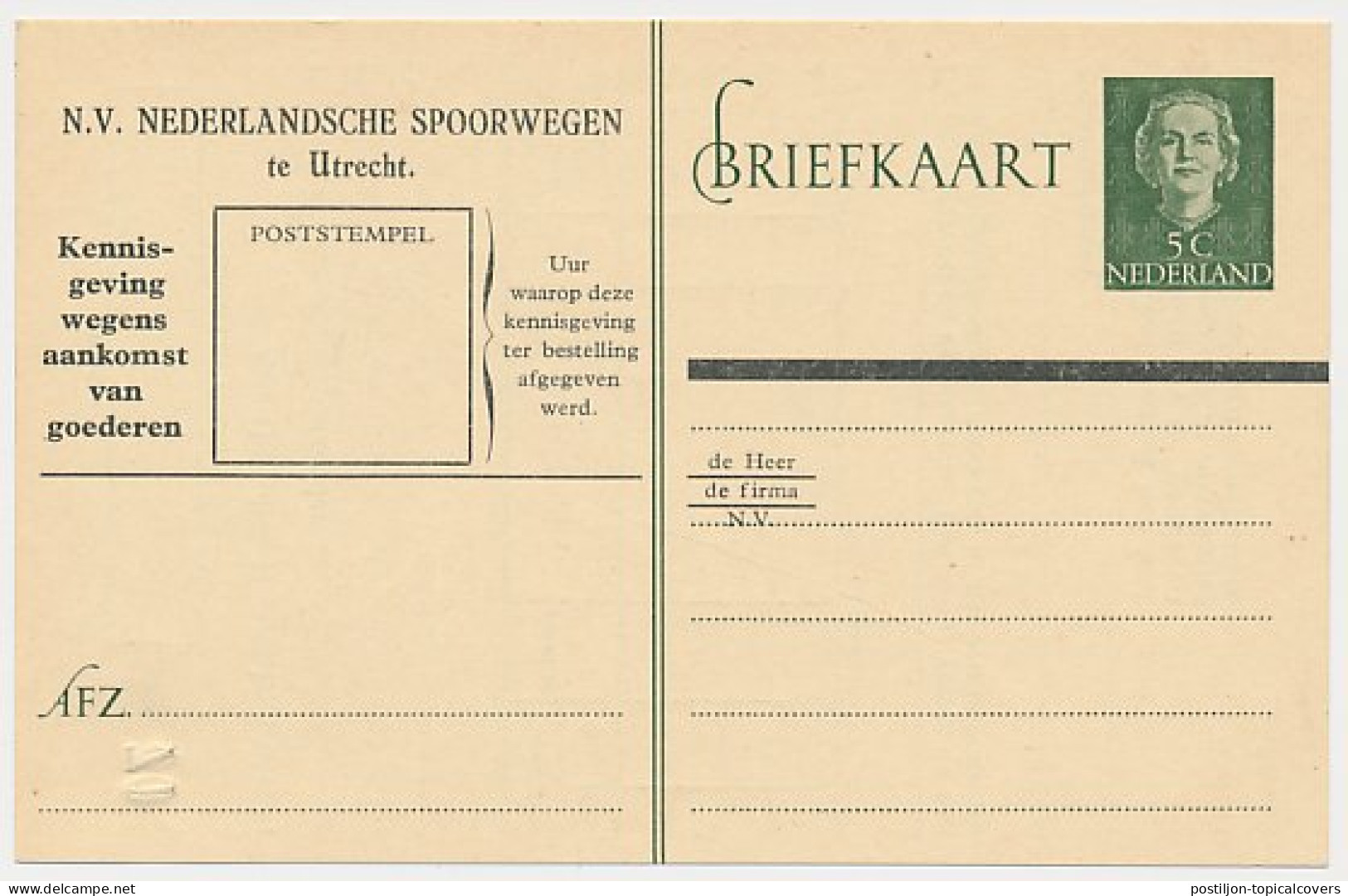 Spoorwegbriefkaart G. NS300 B - Postal Stationery