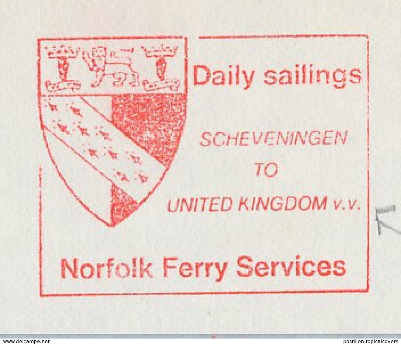 Meter Cover Netherlands 1976 Norfolk Ferry Services - Scheveningen To United Kingdom - Ships