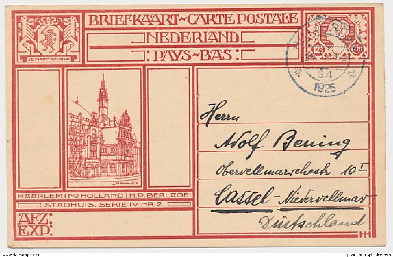 Briefkaart G. 199 H Hilversum - Duitsland 1925 - Postal Stationery