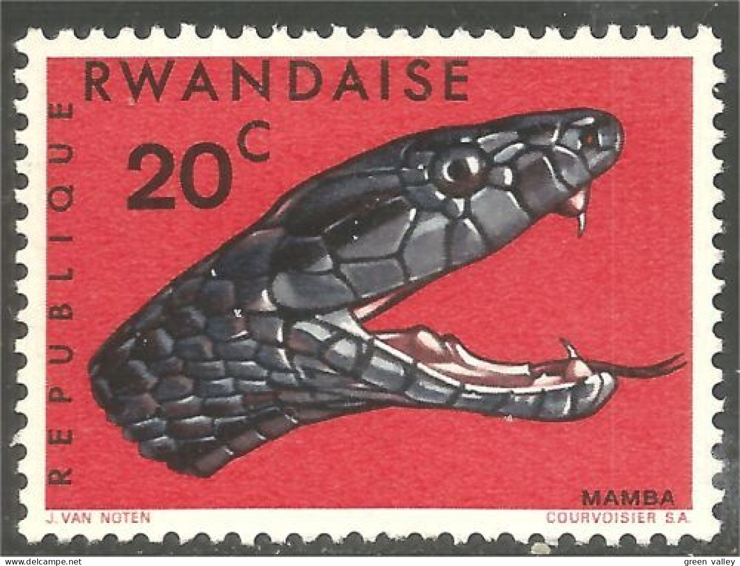 777 Rwanda Black Mamba Noir MH * Neuf (RWA-163a) - Unused Stamps