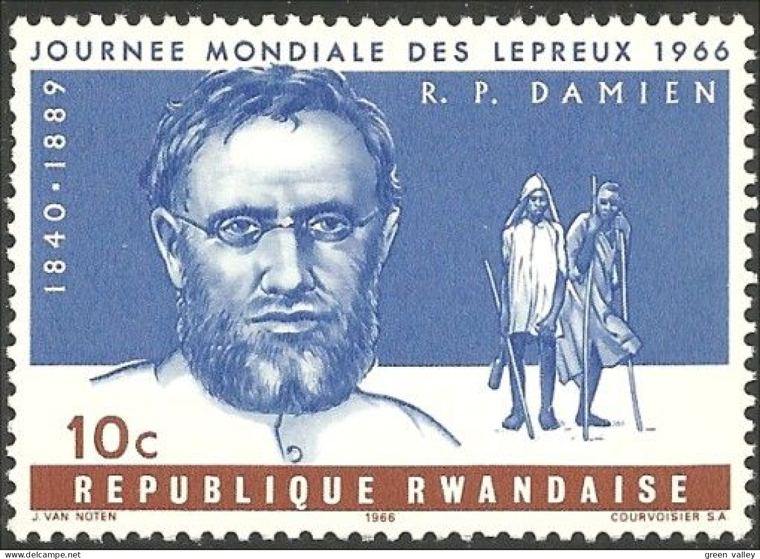 777 Rwanda Journée Lépreux Leprosy Leprosis Medecine MLH * Neuf Légère (RWA-135b) - Unused Stamps