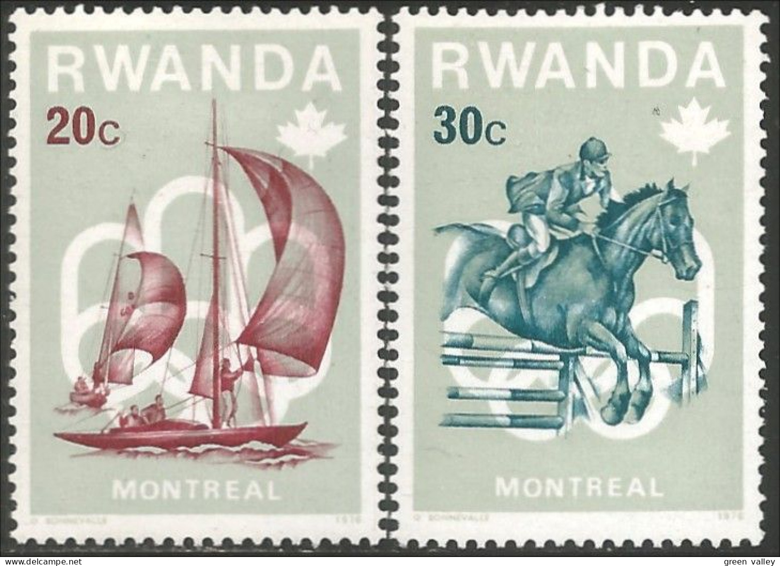 777 Rwanda Montreal Bateau Voiliers Sailing Ships Horse Jumping Cheval MNH ** Neuf SC (RWA-134c) - Ongebruikt