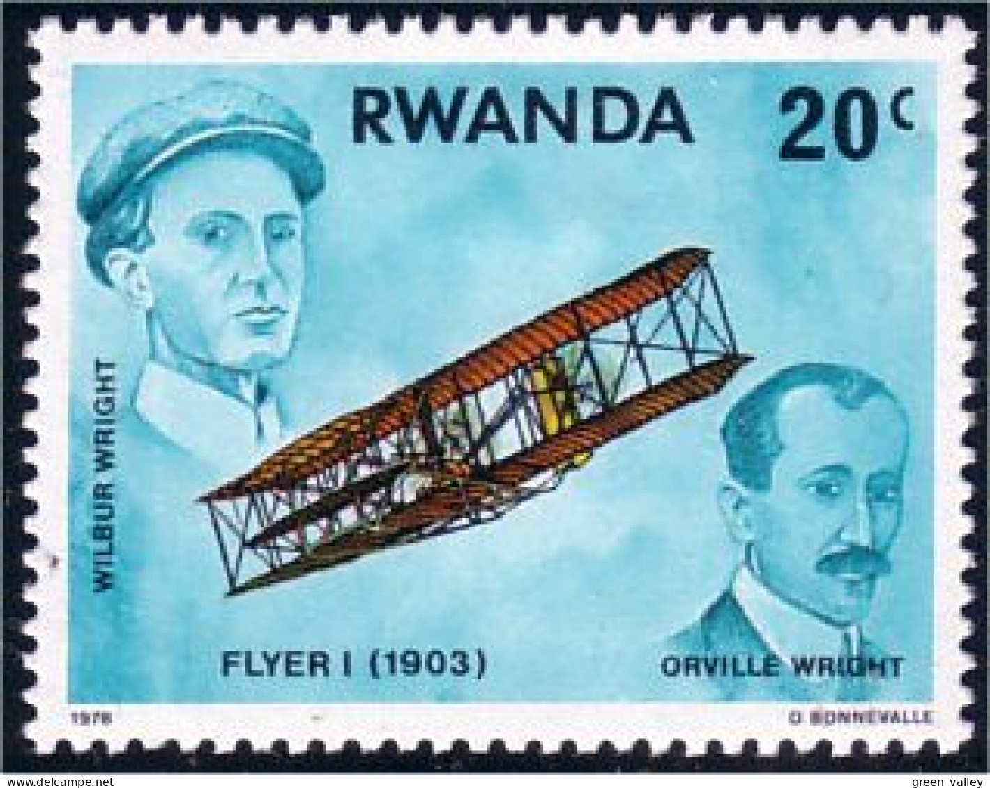 777 Rwanda Wright Brothers MH * Neuf (RWA-52) - Vliegtuigen