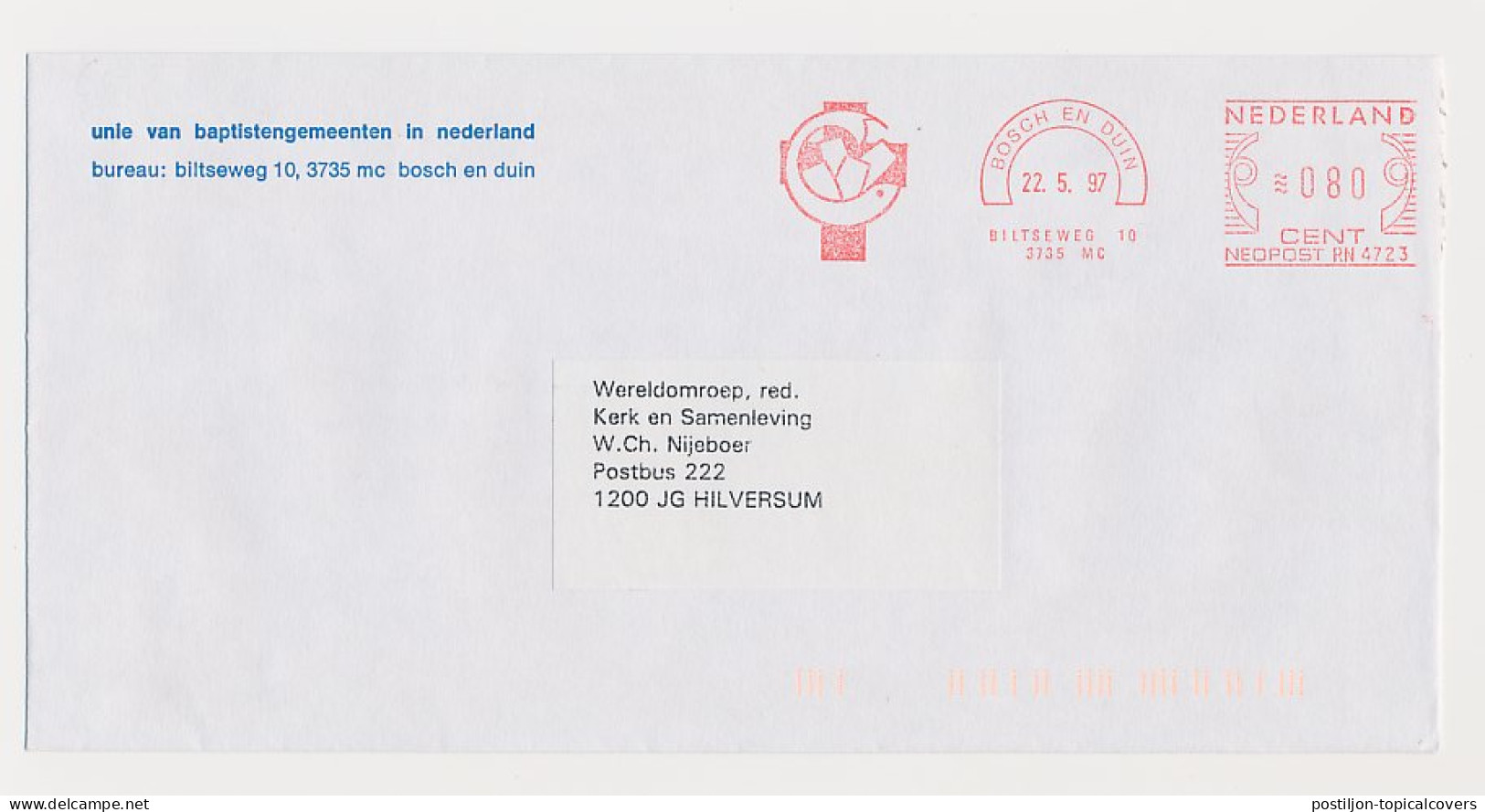 Meter Cover Netherlands 1997 Union Of Baptist Churches - Bosch En Duin - Other & Unclassified