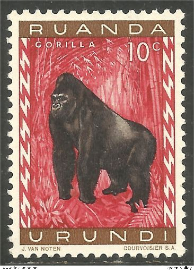 770 Ruanda Singe Monkey Affe Scimmia Gorille Gorilla Aap Mono MH * Neuf (RUA-43c) - Gorilla's