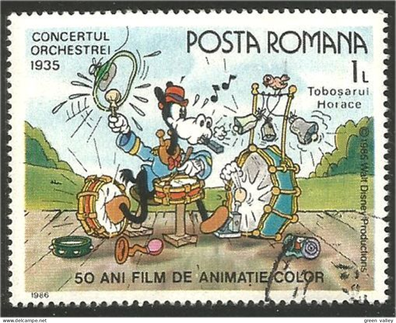 766 Roumanie Disney Horace Batterie Drum Clochette Bells Music Musique (ROU-279) - Disney