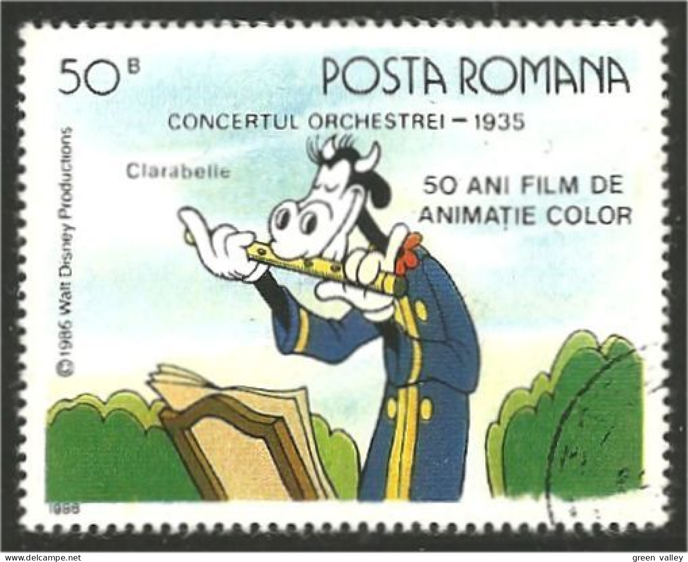766 Roumanie Disney Clarabelle Cow Vache Vaca Kuh Mucca Flute Flauto Flote Flauta (ROU-275) - Vaches