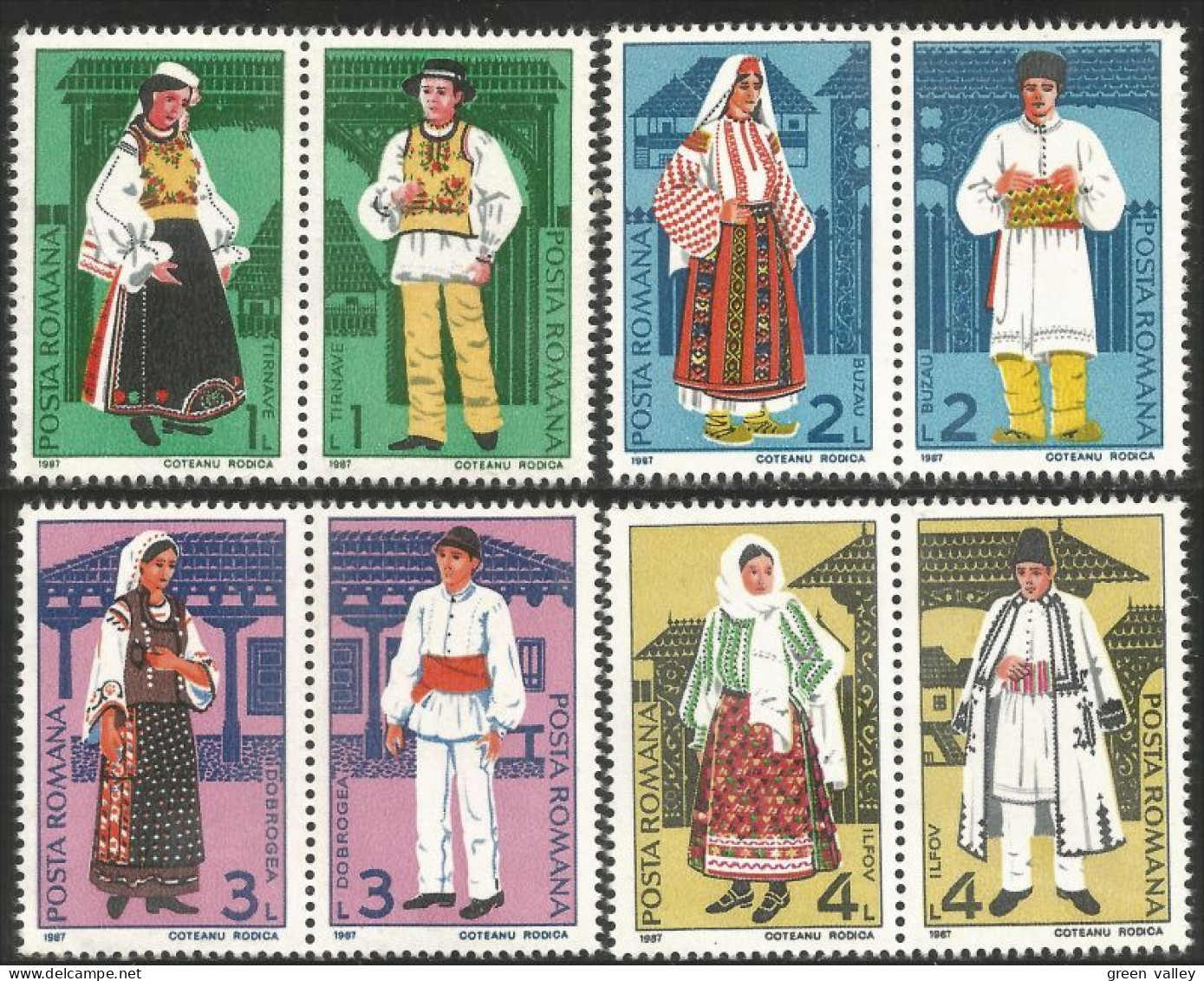 766 Roumanie Tirnave Buzau Ilfov Dobrogea Costumes MNH ** Neuf SC (ROU-233a) - Ongebruikt