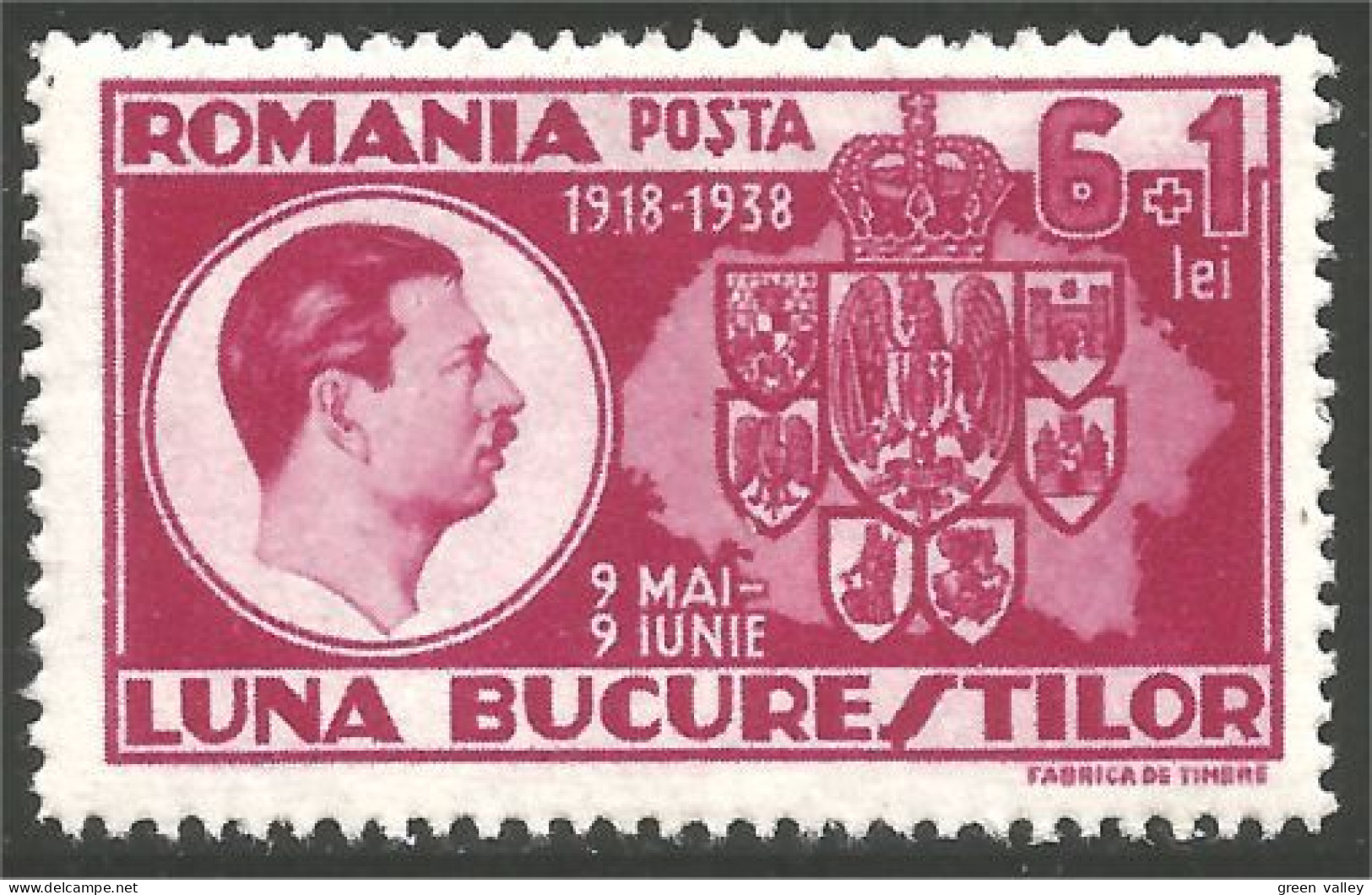 766 Roumanie 1938 Roi King Carol II MNH ** Neuf SC (ROU-154) - Ongebruikt