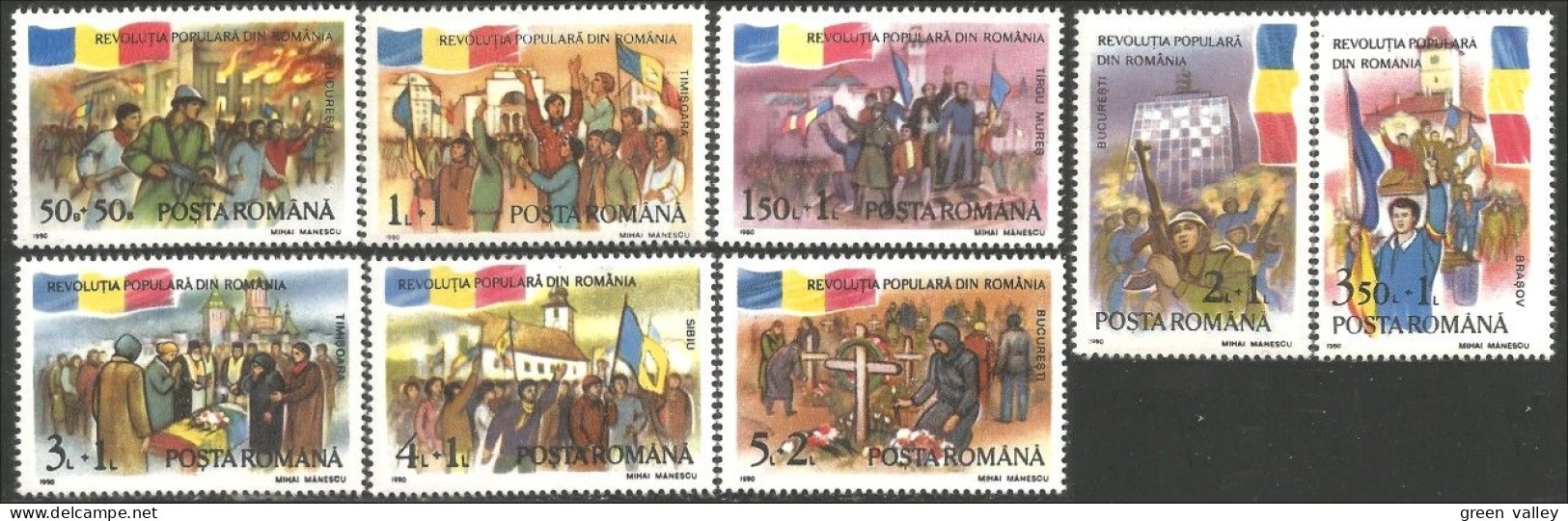 766 Roumanie People's Revolution Populaire Semi-postal Drapeaux Flags MNH ** Neuf SC (ROU-126) - Postzegels