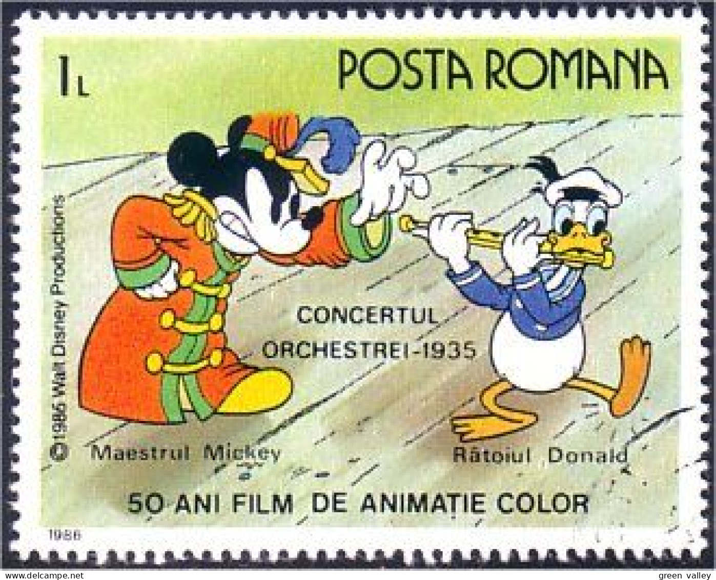 766 Roumanie Disney Mickey Chef Orchestre Donald Flute (ROU-79) - Music