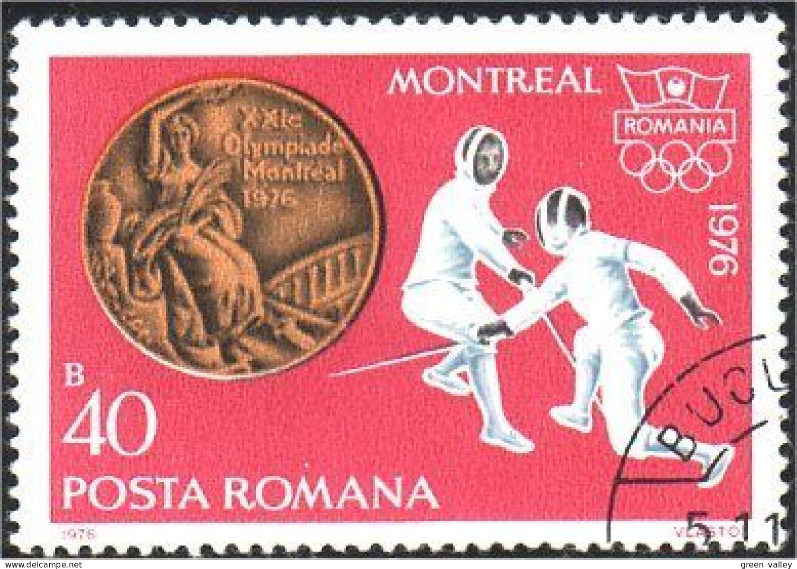 766 Roumanie Fleuret Escrime Fencing Fechten Esgrima Scherma Medaille Medal (ROU-7) - Fencing