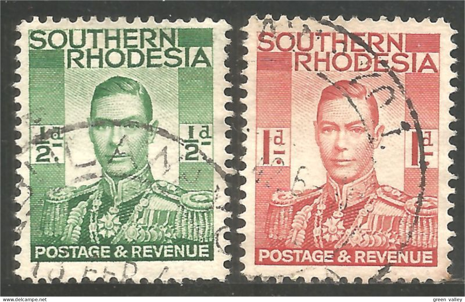 762 Southern Rhodesia George VI 1/2d 1d (RHS-28b) - Briefmarken