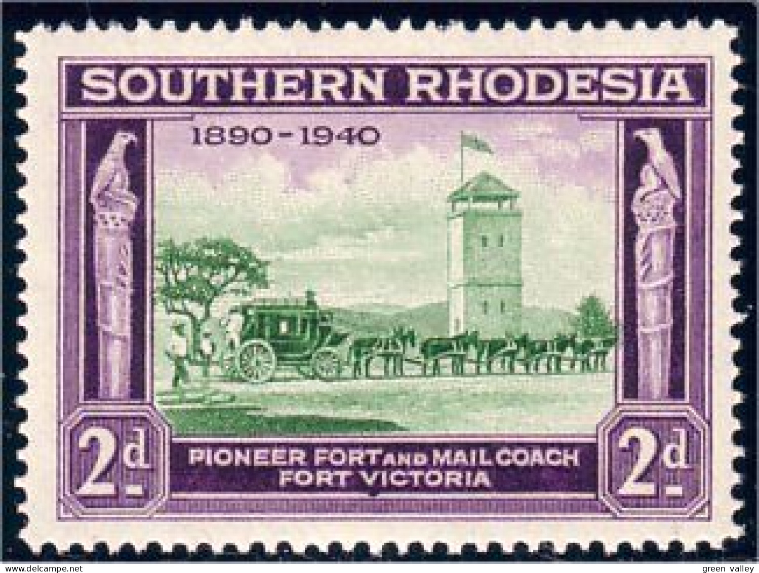 762 Southern Rhodesia Mail Coach Pioneer Fort Victoria MNH ** Neuf SC (RHS-11) - Kutschen