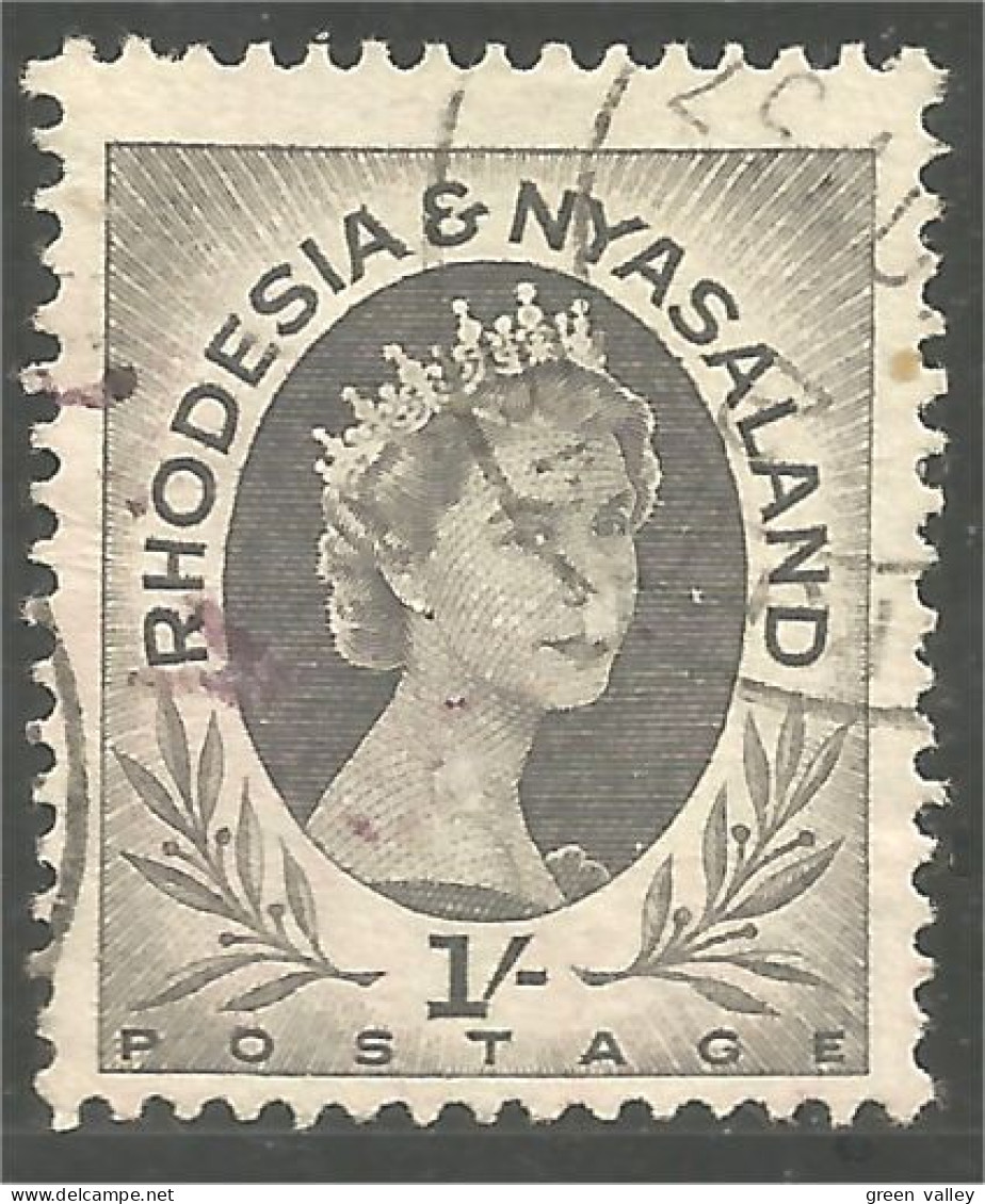 760 Rhodesia Nyasaland Queen Elizabeth II 1/- Gris Grey (RHO-36) - Rhodesië & Nyasaland (1954-1963)