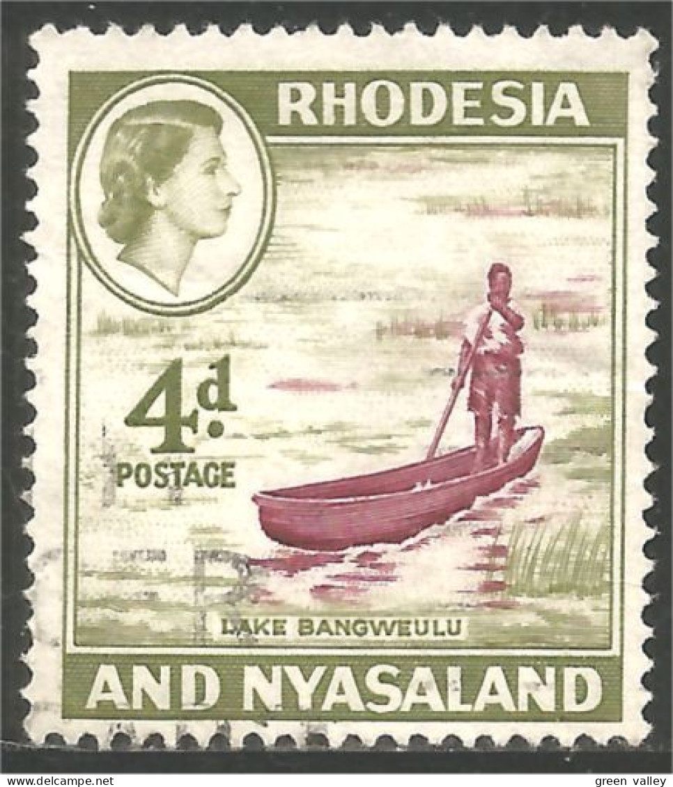 760 Rhodesia Nyasaland Pirogue Lake Bangsweulu Bateau Boat (RHO-40b) - Rhodesia & Nyasaland (1954-1963)