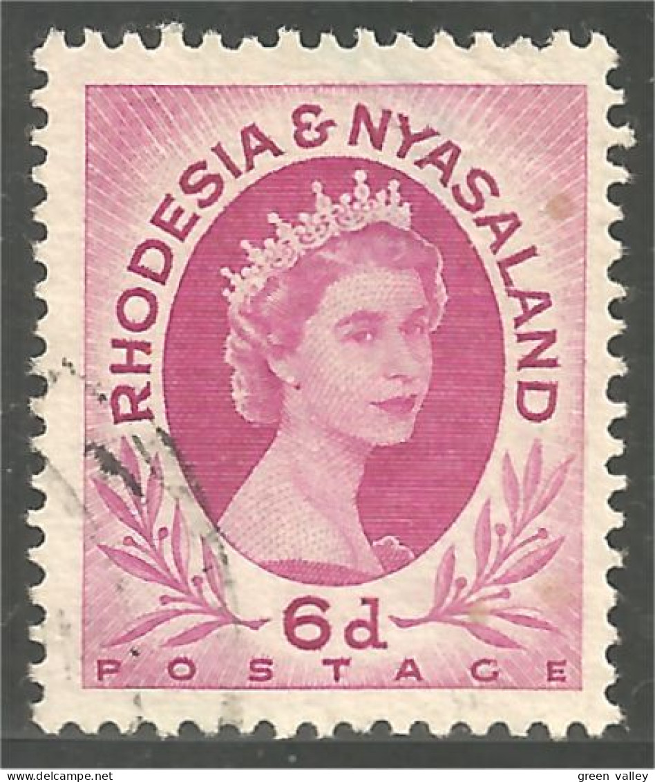 760 Rhodesia Nyasaland Queen Elizabeth II 6d Violet (RHO-35) - Rhodesia & Nyasaland (1954-1963)