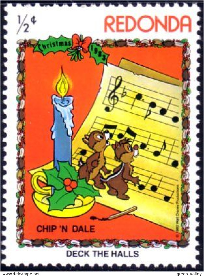 756 Redonda Disney Noel Christmas Music Musique Candle Bougie Houx Holly MNH ** Neuf SC (RED-8) - Disney