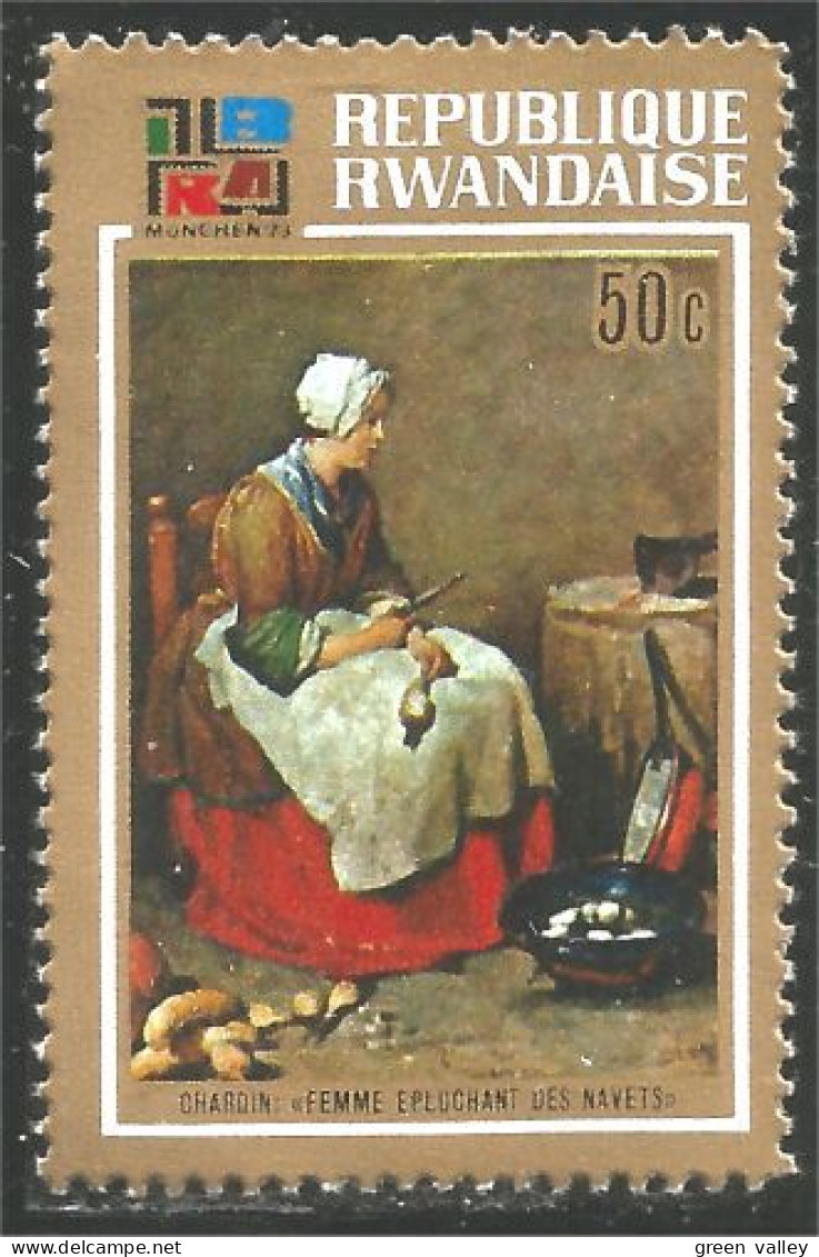 777 Rwanda Tableau Chardin Painting Femme Navets Cuisine Cooking MH * Neuf (RWA-294) - Unused Stamps