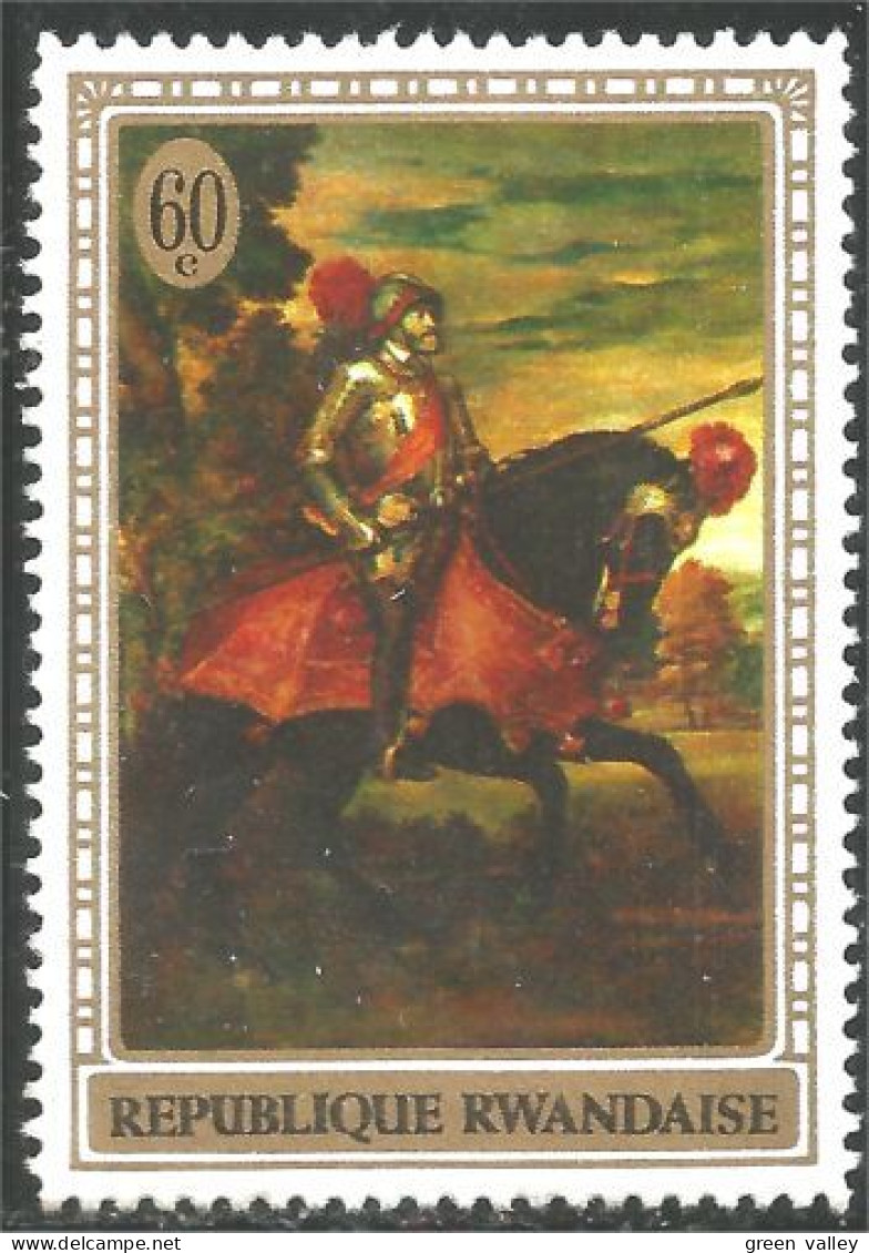 777 Rwanda Tableau Chevalier Knight Painting Rider Cheval Horse Pferd MNH ** Neuf SC (RWA-295) - Nuevos