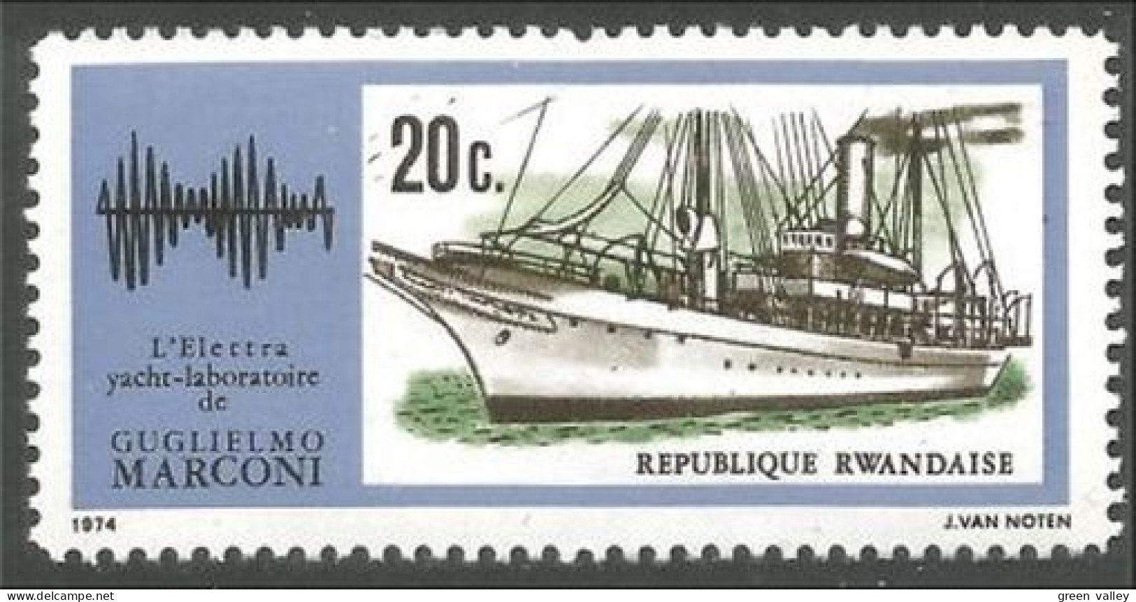 777 Rwanda Guglielmo Marconi Bateau Boat Ship Schiff Communications MNH ** Neuf SC (RWA-297) - Télécom