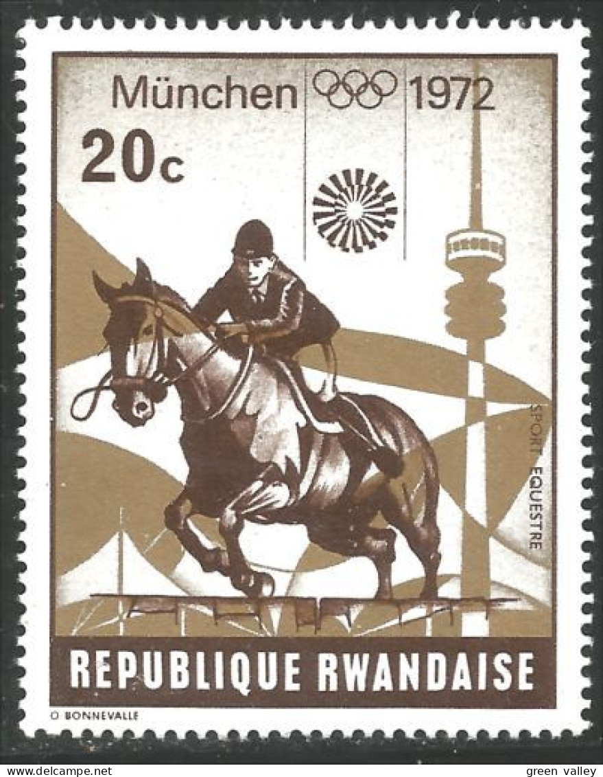 777 Rwanda Jumping Cheval Horse Pferd Paard Caballo Munich 1972 MNH ** Neuf SC (RWA-276) - Horses