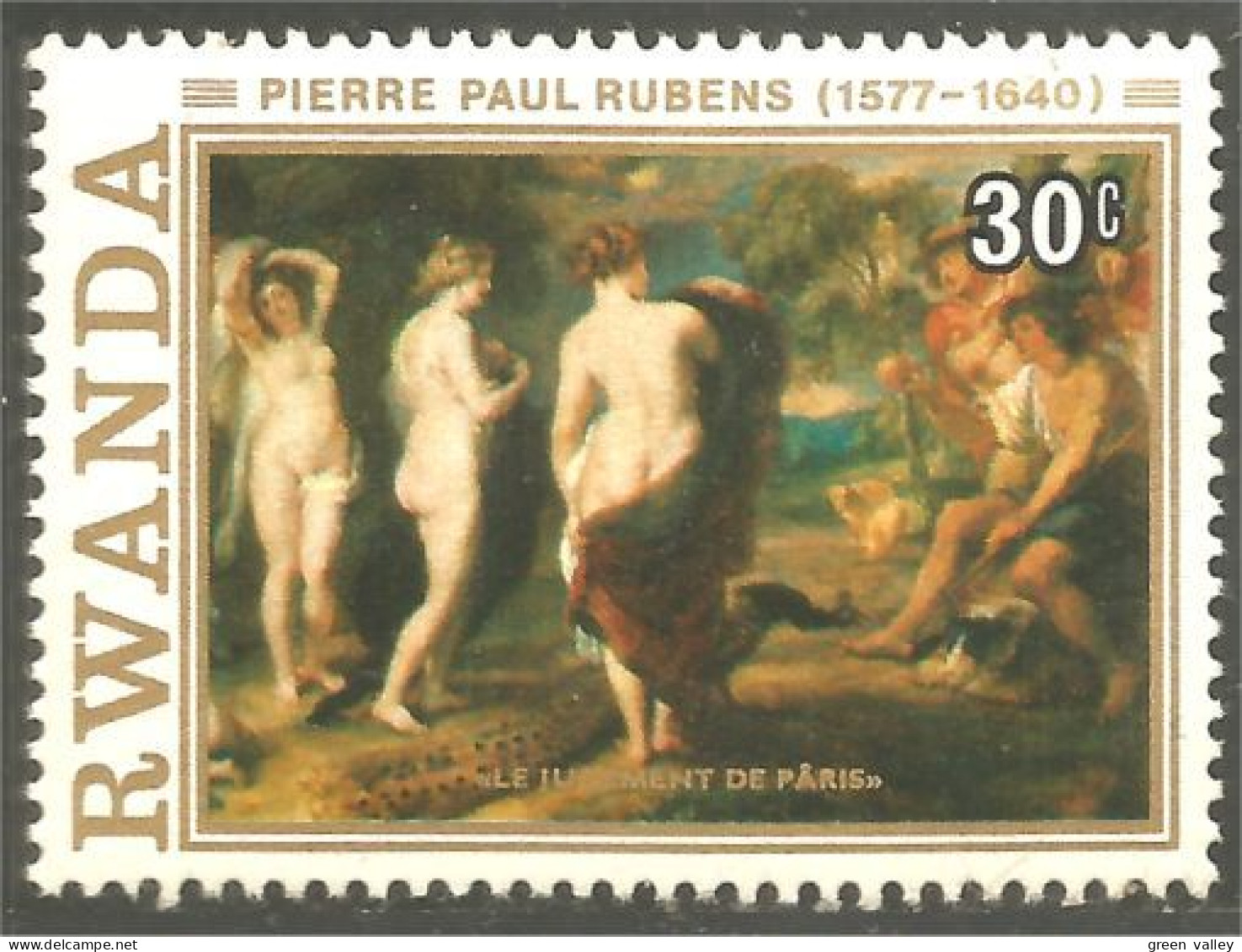 777 Rwanda Tableau Rubens Painting Le Jugement De Pâris MNH ** Neuf SC Chien Dog Hund Perro (RWA-270a) - Unused Stamps