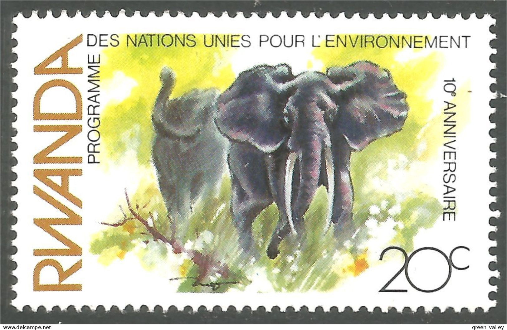 777 Rwanda Elephant Elefante Norsu Elefant Olifant MNH ** Neuf SC (RWA-254b) - Eléphants