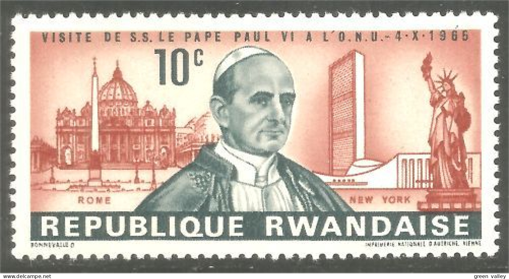 777 Rwanda Pape Pope Papa Paul Paulus VI New York MH * Neuf (RWA-226) - Popes