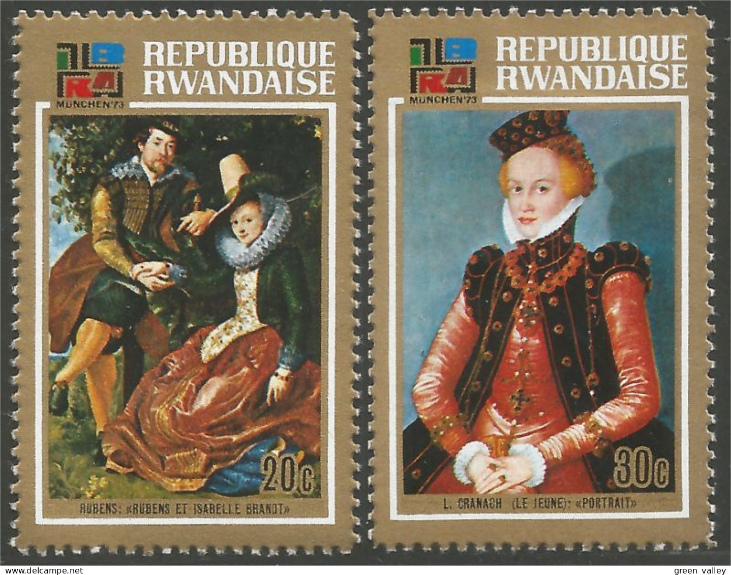 777 Rwanda Tableau Cranah Le Jeune Rubens Painting Munchen 73 MH * Neuf (RWA-214c) - Rubens