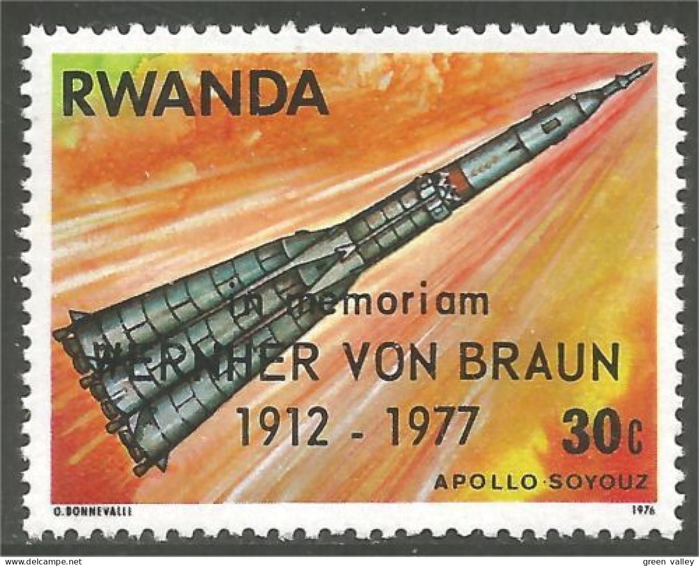777 Rwanda Fusée Soyuz Rocket Surcharge Wernher Von Braun MNH ** Neuf SC (RWA-178b) - Afrika