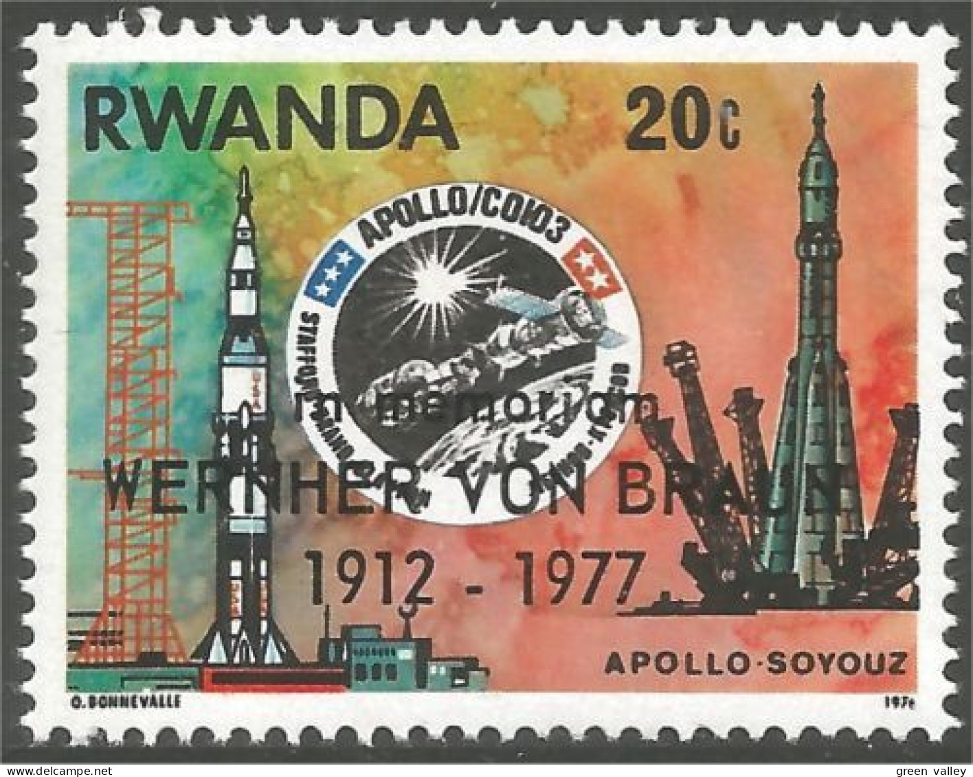 777 Rwanda Apollo Soyouz Soyuz Surcharge Wernher Von Braun MNH ** Neuf SC (RWA-176) - Sonstige & Ohne Zuordnung