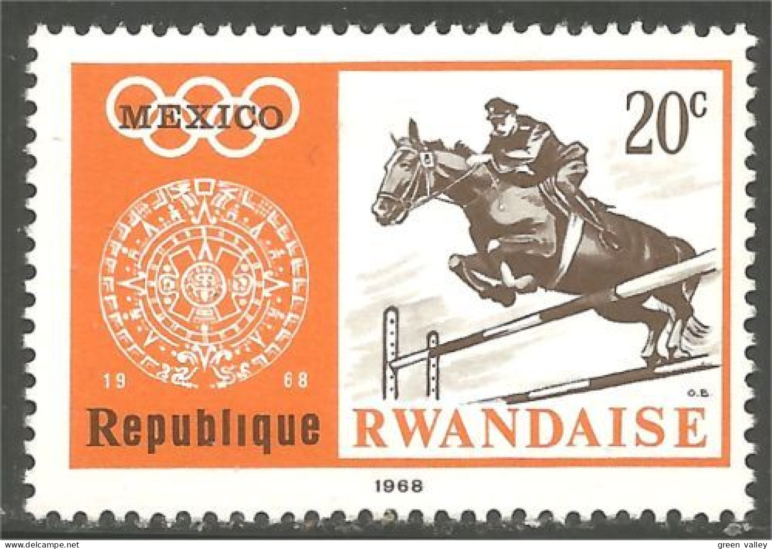 777 Rwanda Mexico Cheval Horse Pferd Caballo Jumping MH * Neuf (RWA-168b) - Paarden