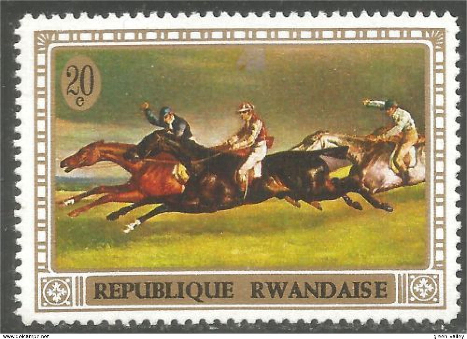 777 Rwanda Epsom Derby Gericault Cheval Horse Pferd Caballo MNH ** Neuf SC (RWA-167a) - Pferde