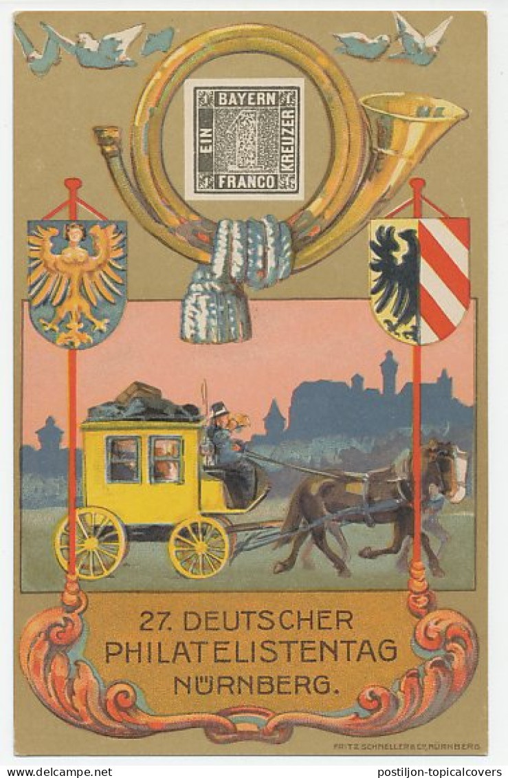 Postal Stationery Germany 1921 Philatelic Day Nurnberg - Bayern - Mail Coach - Sonstige & Ohne Zuordnung