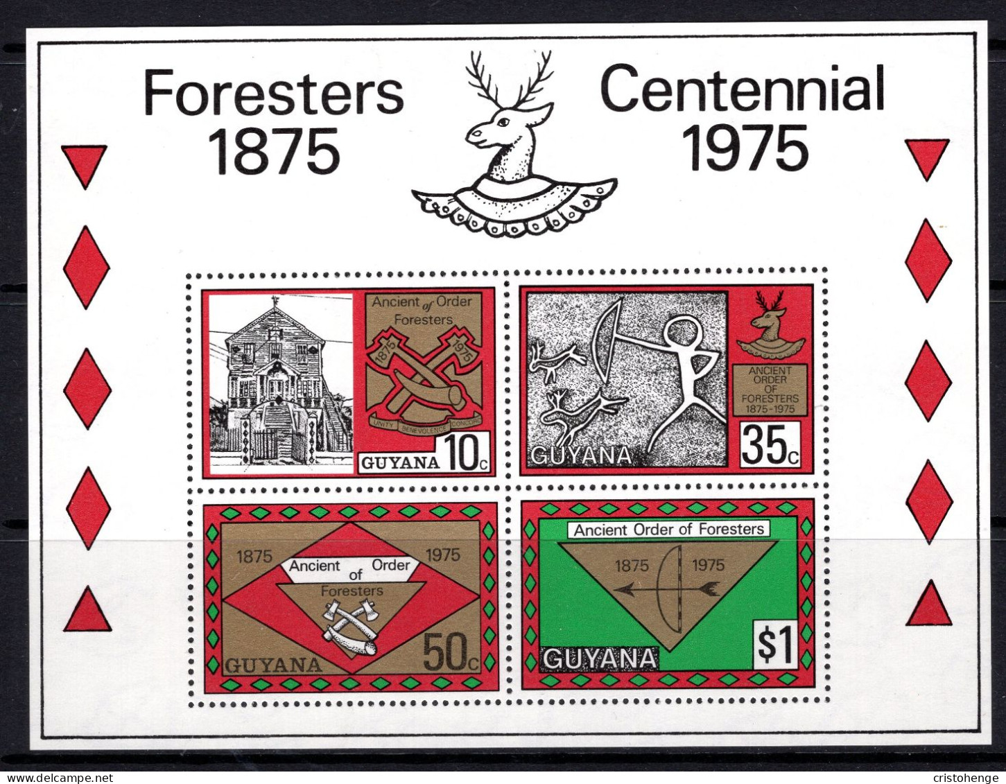 Guyana 1975 Centenary Of Ancient Order Of Foresters MS MNH (SG MS648) - Guyana (1966-...)