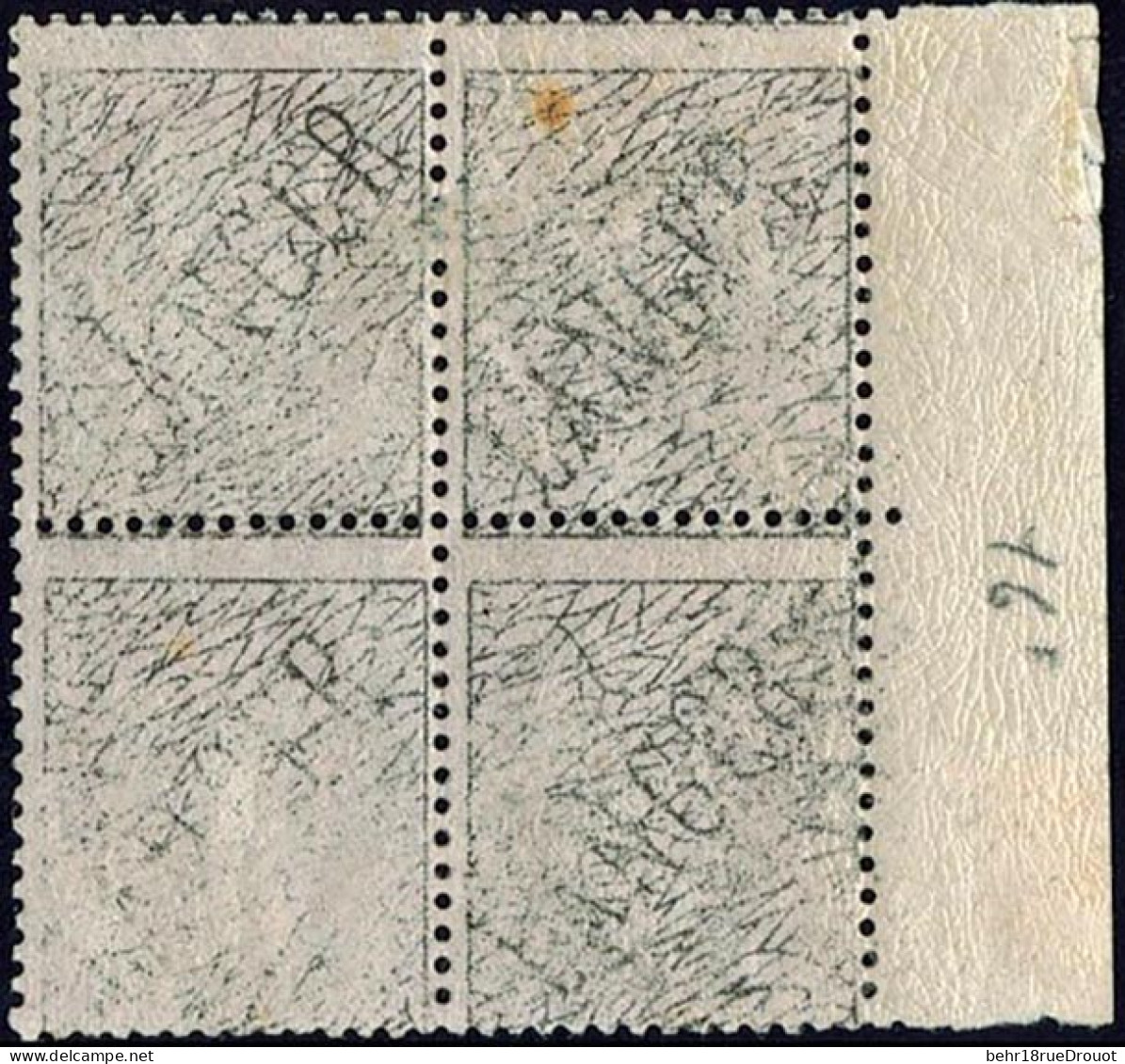 * 57 - 80c. Rose. Bloc De 4. BdeF. Inscription LANGER Au Dos (CERES 57d). TB. R. - 1871-1875 Ceres