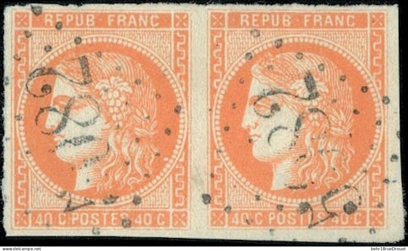 Obl. 48 - BEYROUTH. Paire Du 40c. Bordeaux Orange. Obl. GC 5082. TB. - 1849-1876: Période Classique