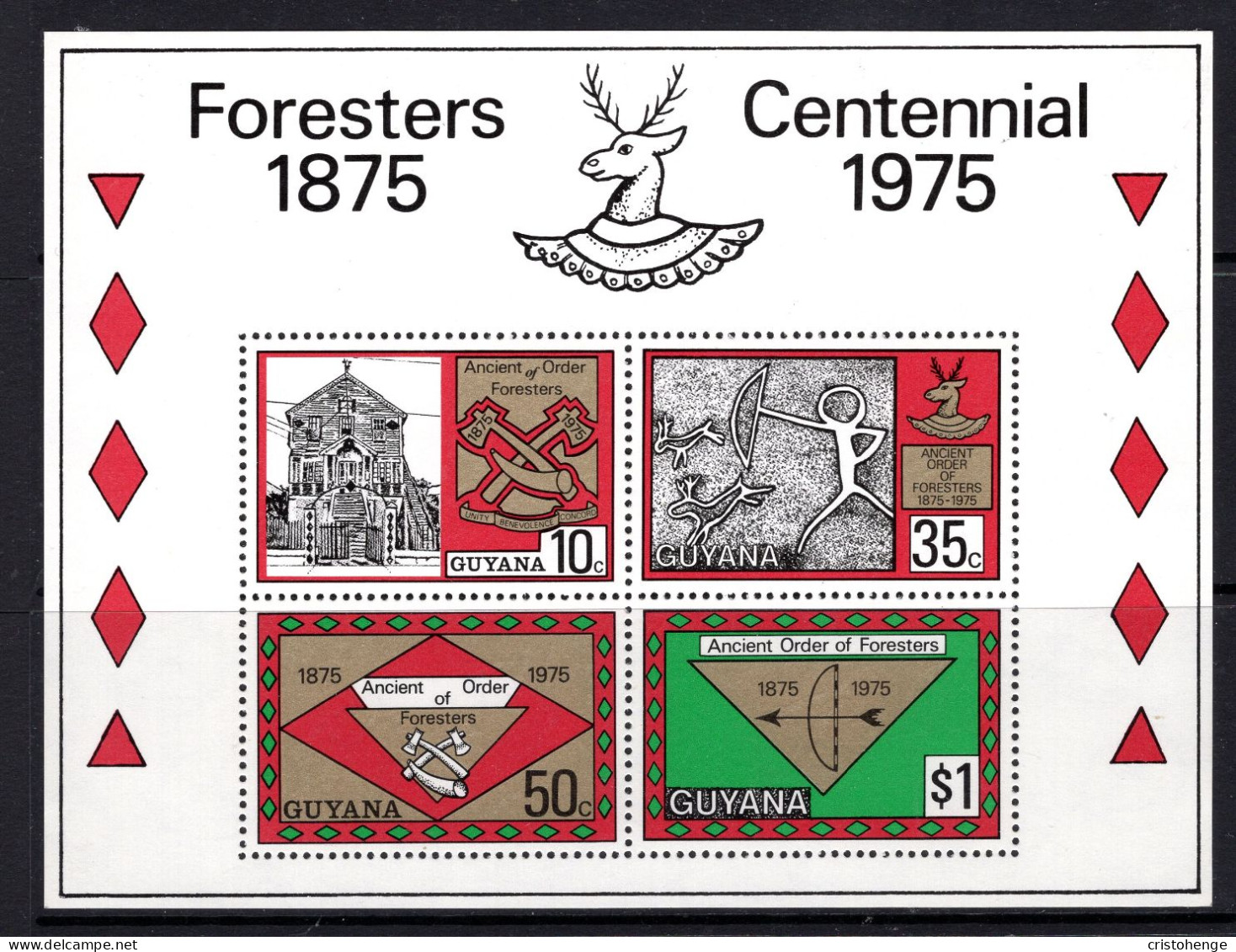 Guyana 1975 Centenary Of Ancient Order Of Foresters MS MNH (SG MS648) - Guyane (1966-...)