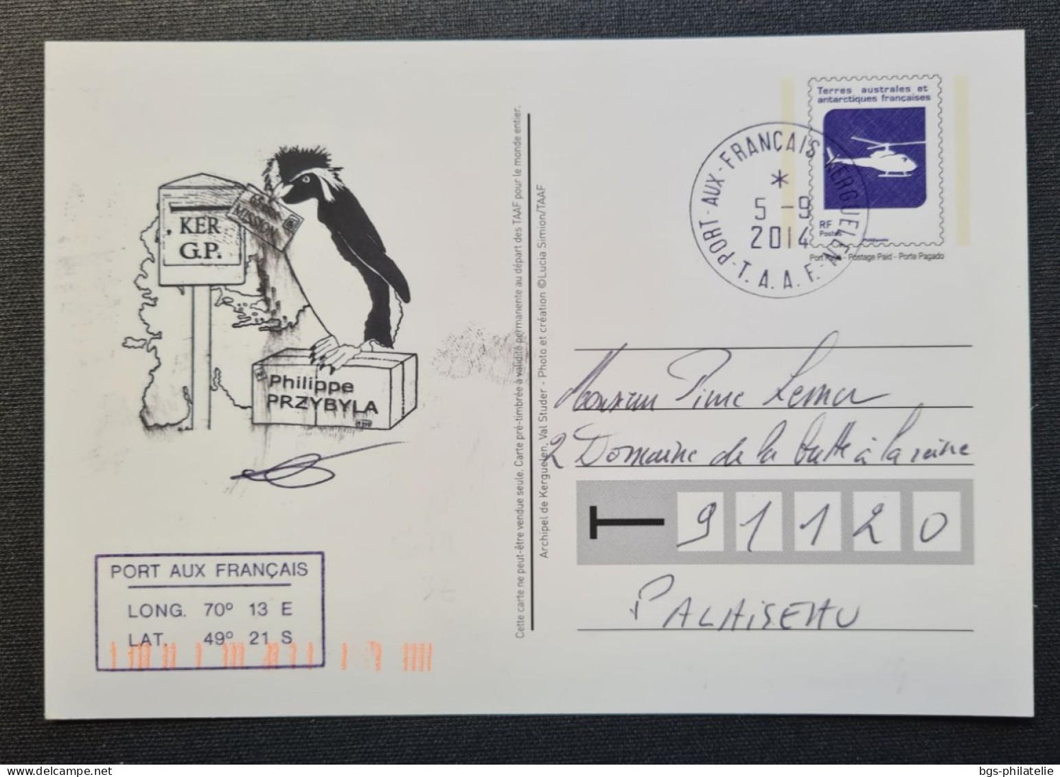 TAAF, Entier Postal Oblitéré De Kerguelen Le 5/9/2014. - Lettres & Documents