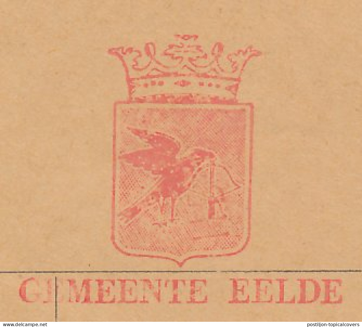 Meter Cover Netherlands 1968 Bird - Raven - Municipal Coat Of Arms Eelde - Sonstige & Ohne Zuordnung