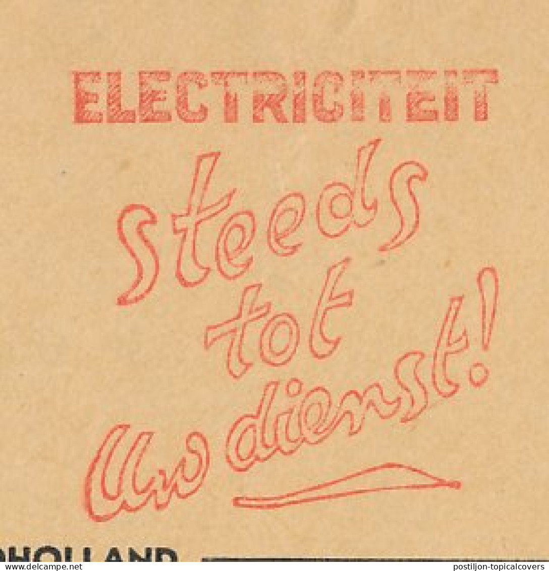 Meter Cover Netherlands 1937 Electricity - Always At Your Service ! - Bloemendaal - Electricité