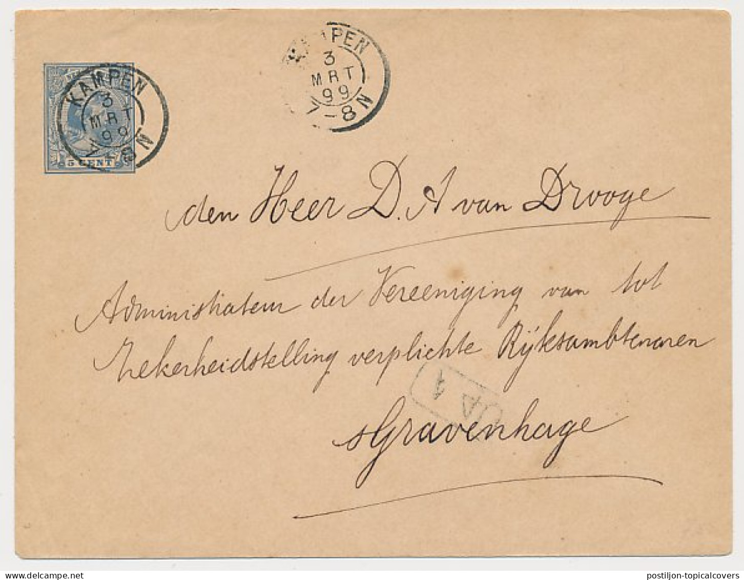 Envelop G. 6 B Kampen - S Gravenhage 1899 - Postal Stationery